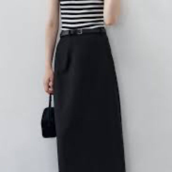 Tageechita - BACK SLIT SMOOTH FLAT SKIRT M / Dark Gray - Picture 1 of 5